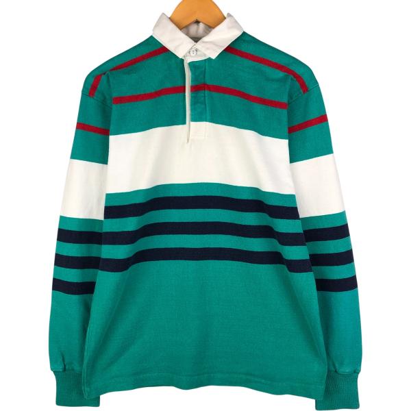 古着 ランズエンド LANDS' END マルチボーダー 長袖 ラガーシャツ メンズM相当 /eaa...