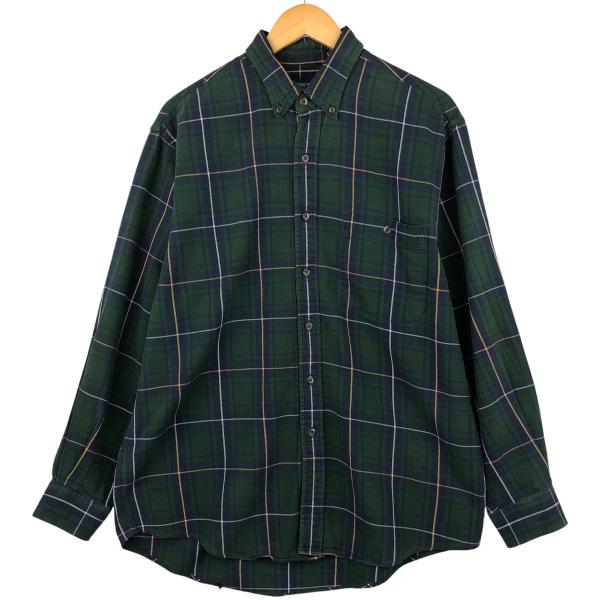 古着 80~90年代 ランズエンド LAND'S END 長袖 ボタンダウン フランネルチェックシャ...