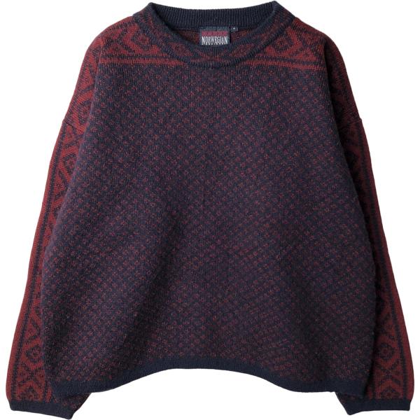 古着 NORWEGIAN DESIGNS 総柄 バーズアイ柄 アクリルニットセーター メンズM相当 ...