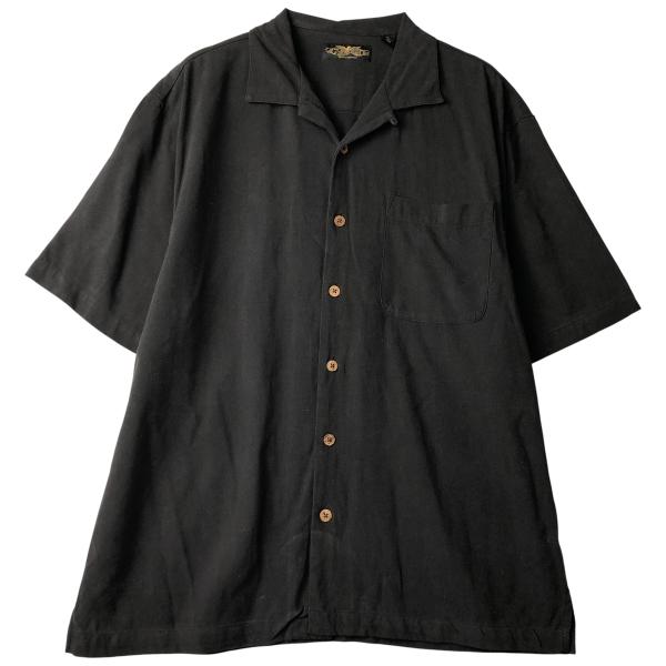 古着 EAGLE DAY GOODS ヘリンボーン 半袖 オープンカラー シルクシャツ ボックスシャ...
