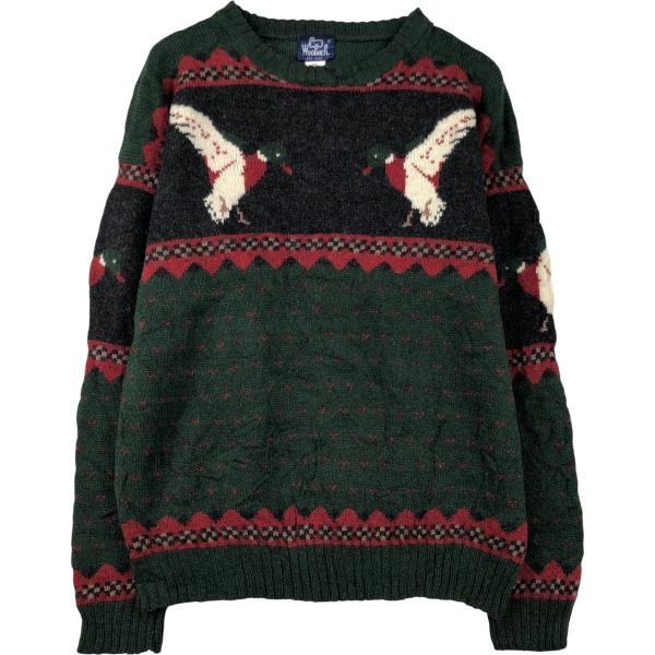 古着 90年代~ ウールリッチ WOOLRICH 総柄 鳥柄 ウールニットセーター メンズXL相当 ...