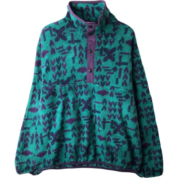 古着 90年代~ ウールリッチ WOOLRICH スナップT 総柄 ハーフスナップ フリースプルオー...