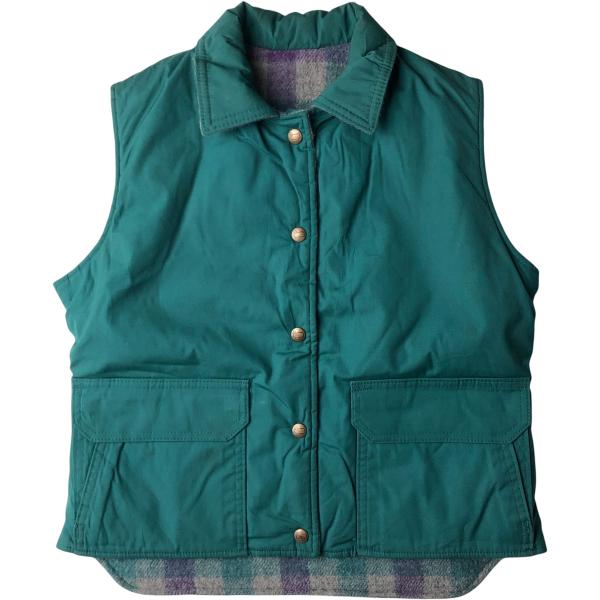 古着 70年代 ウールリッチ WOOLRICH チェック柄 リバーシブル 中綿ベスト USA製 レデ...