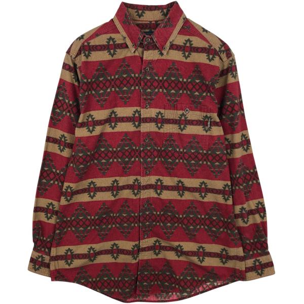 古着 00年代 ウールリッチ WOOLRICH ネイティブ柄 長袖 ボタンダウン フランネルシャツ ...