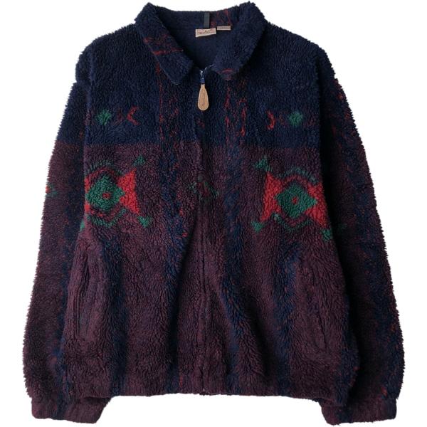 古着 90~00年代 ウールリッチ WOOLRICH 総柄 フリースジャケット USA製 メンズL相...