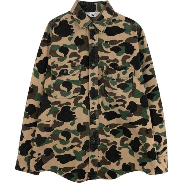 古着 80年代~ BLACK DUCK ダックハンターカモ 長袖 プリントネルシャツ USA製 メン...