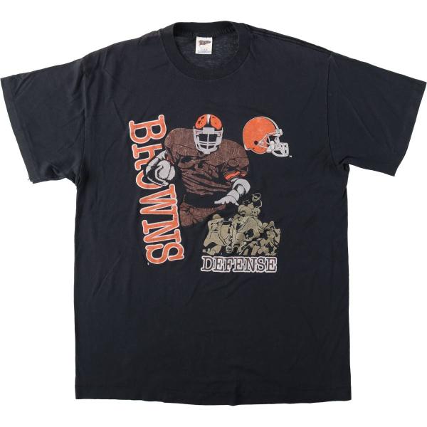 古着 80年代 TRENCH クリーブランドブラウンズ スポーツプリントTシャツ USA製 メンズX...