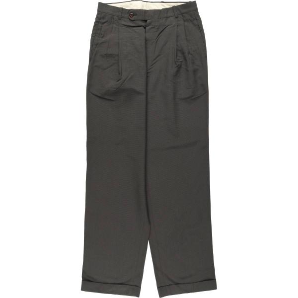 古着 Corporate Image チェック柄 ツータック スラックスパンツ USA製 メンズw3...