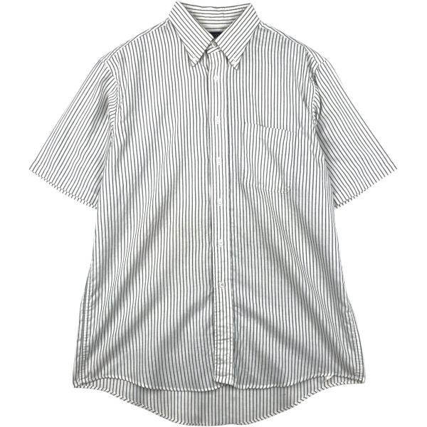 古着 90~00年代 ランズエンド LANDS'END 半袖 ボタンダウン ストライプシャツ USA...