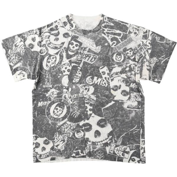 古着 MISFITS ミスフィッツ ドクロ柄 スカル柄 オールオーバープリント バンドTシャツ バン...