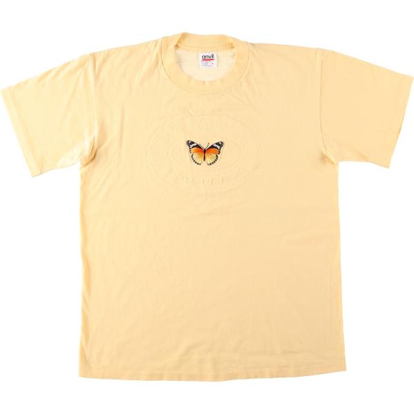 古着 90年代 アンビル Anvil 蝶柄 アニマルTシャツ USA製 メンズL相当 ヴィンテージ ...
