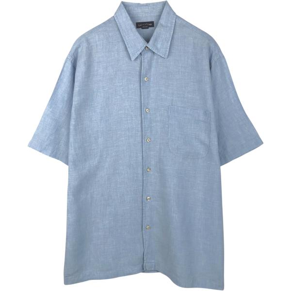 古着 ランズエンド LANDS'END 半袖 リネンシャツ ボックスシャツ メンズL相当 /eaa6...