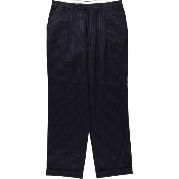古着 CANALI ストライプ柄 ワンタック ウールパンツ スラックス イタリア製 メンズw35相当...