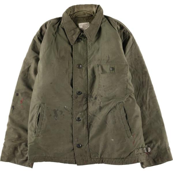 古着 80年代 米軍実品 U.S.NAVY A-2 ミリタリー デッキジャケット USA製 LARG...