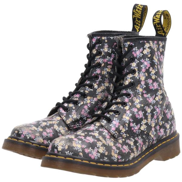 古着 ドクターマーチン Dr.Martens 総柄 花柄 8ホールブーツ UK6 レディース24.5...