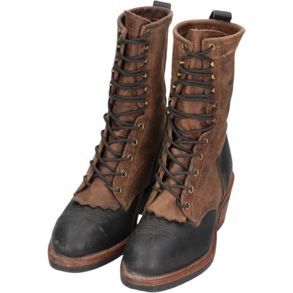 古着 90年代 チペワ CHIPPEWA スチールトゥ ツートン ジョッパーブーツ USA製 6D ...