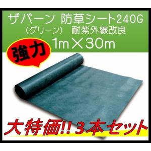 ザバーン デュポン社 防草シート 240G 1ｍ×30ｍ XA-240G1.0 グリーン 耐紫外線改良タイプ 強力 3本セット 大特価 個人宅配送可｜えす・あーとジャネット Yahoo!店