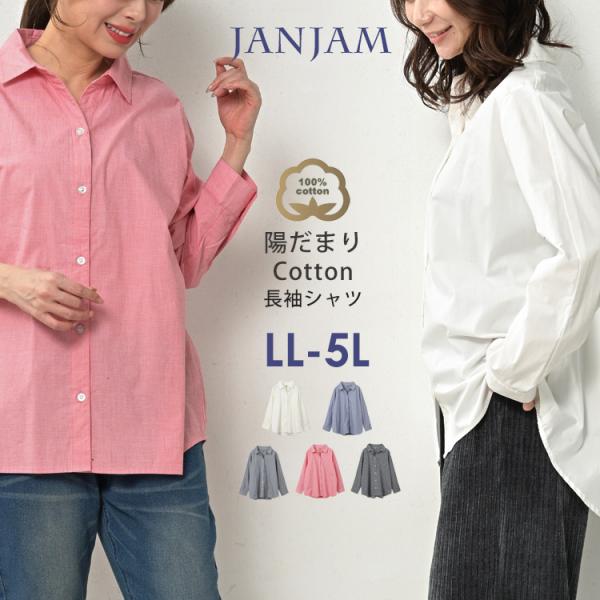 シャツ 大きいサイズ レディース メール便送料350円 長袖 前開きボタン 隠しボタン トップス c...