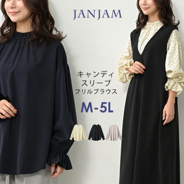 ブラウス 大きいサイズ レディース メール便送料350円 長袖 リボン フリルネック トップス M ...