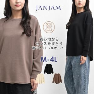 ラウンドヘムプルオーバー 大きいサイズ レディース 長袖 ゆるシルエット Uネック カットソー トップス M LL 3L 4L