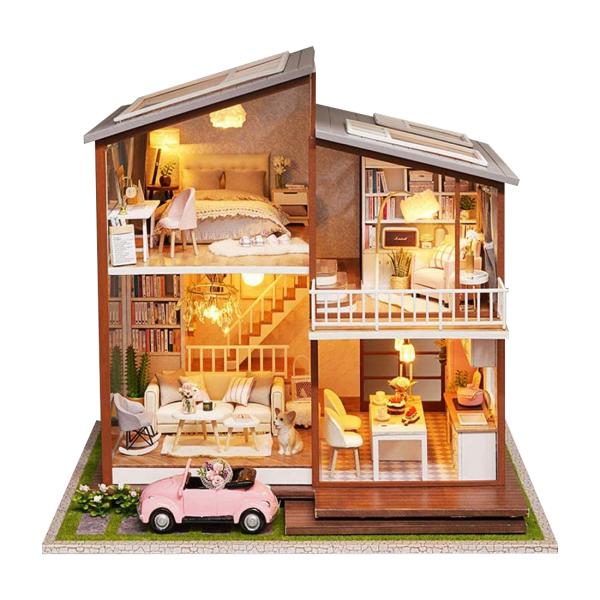 ドールハウス 手作りキット ミニチュアコレクション 初心者 車とオルゴールとアクリルケース付き スロ...