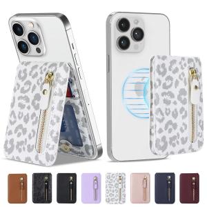 MagSafe対応 iPhone 16 15 14 13 12 11 マグセーフカードケース マグネット式スタンド レザーウォレット マグネット 薄型 ジッパー スマホカードケース 背面収納