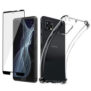 AQUOS sense4 lite スマホケース 耐衝撃 sense 4 basic 落下 sense 5G ケース フィルム 保護 アクオス センス 4 ( TPU スマホケース + ガラス フィルム ) カバー