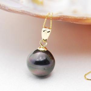一点物】 Pt900 13mm珠 黒蝶真珠ペンダントネックレス 0.05ct ダイヤ