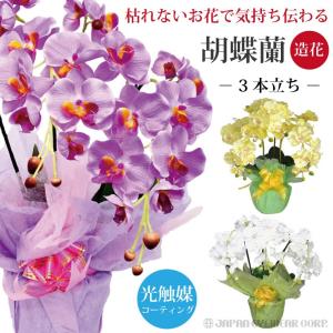 胡蝶蘭 光触媒 コーティング 3本立 造花の胡蝶蘭 開店祝