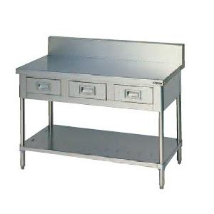 マルゼン　調理台・引出しスノコ板付(バックガードあり)　SUS430　