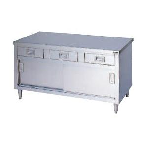 マルゼン　調理台・引出し引戸付(ステンレス戸)(バックガードなし)(三面アール)　SUS430　 BHD-156T　幅1500×奥行600×高さ800(mm) 【個人配送不可】