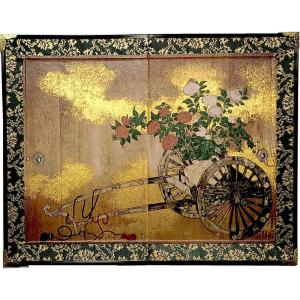 ミニ屏風「群鶴図」伝狩野深幽筆 六曲一双屏風 : 日本のおみやげ専門店