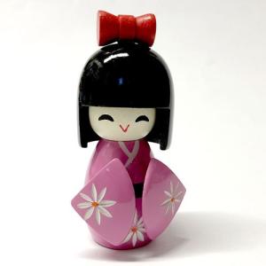 ミニこけし小袖 ピンク 8.5cm 人形 日本のおみやげ 日本のお土産 外国人へのお土産 ホームステイのおみやげ｜japan