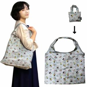 ディズニー ミッキー＆フレンズ エコバッグ ミッキーマウス 底にマチ付 収納袋付き 42.5x34cm 大容量 コンパクト 軽い 日本限定 日本のお土産 送料無料