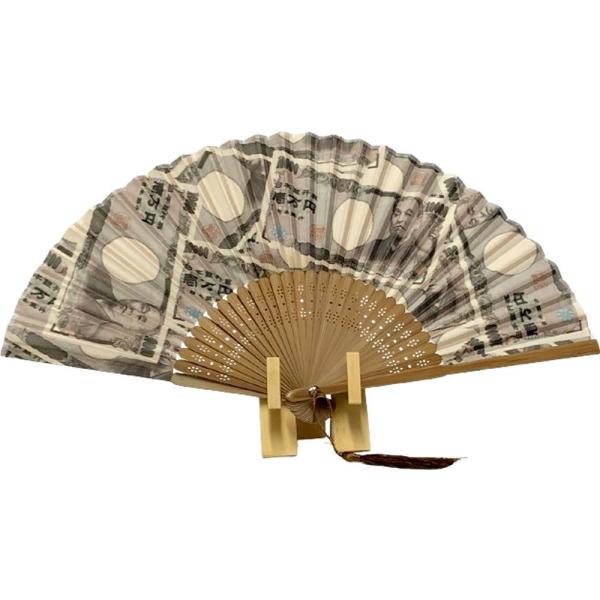 開運 一万円 扇子 竹製 扇子スタンド 付き ジョーク  縁起物 金運アップ 金運 仕事運 開運招福...
