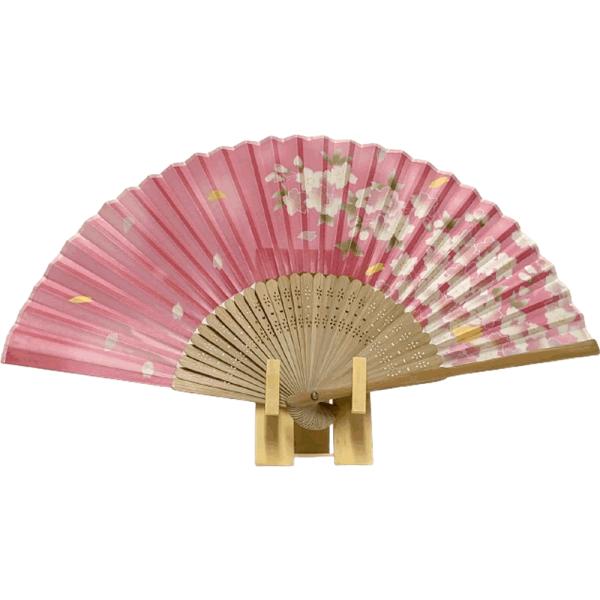 飾り扇子 桜 花見 ピンク 竹製 扇子スタンド 付き 開運扇子 組み立て式 扇子立て 壁掛け 置き型...