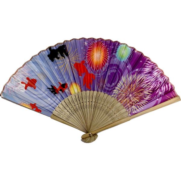 開運 扇子 金魚 花火 プラケース入り 金運向上 運気上昇 夏の風物詩 浴衣 夏祭り 花火大会 金魚...