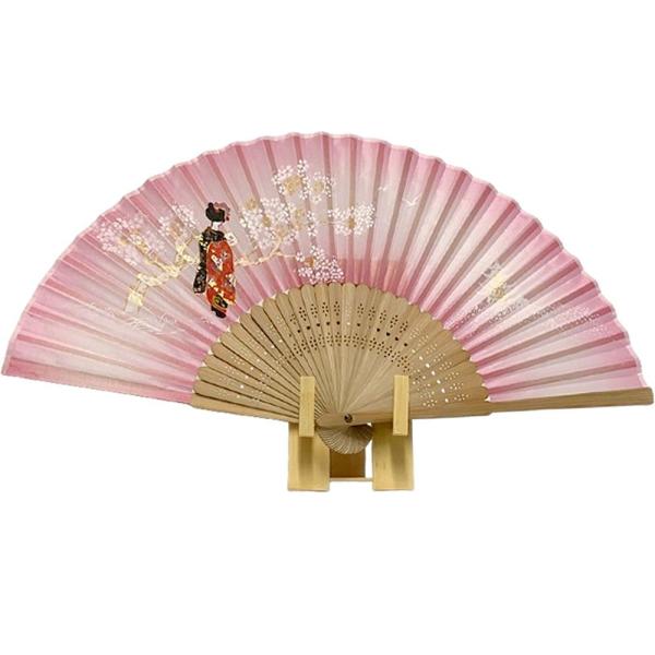 飾り扇子 桜 舞妓 ピンク 竹製 扇子スタンド 付き 開運扇子 組み立て式 扇子立て 壁掛け 置き型...