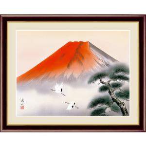 絵画額 富士山 額絵 赤富士飛翔 伊藤渓山 額飾り 52cm×42cm 額入りアート 送料無料｜japan