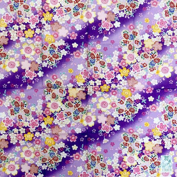 大判 ハンカチ 花あかり 夢色百景 紫 綿 100％ 53cm x 53cm 日本製 桜 梅 菊 和...