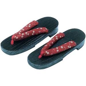 お洒落な レディース 桐下駄 LＬサイズ 26cm 桜 赤 大きいサイズの下駄 女下駄 浴衣 着物用...