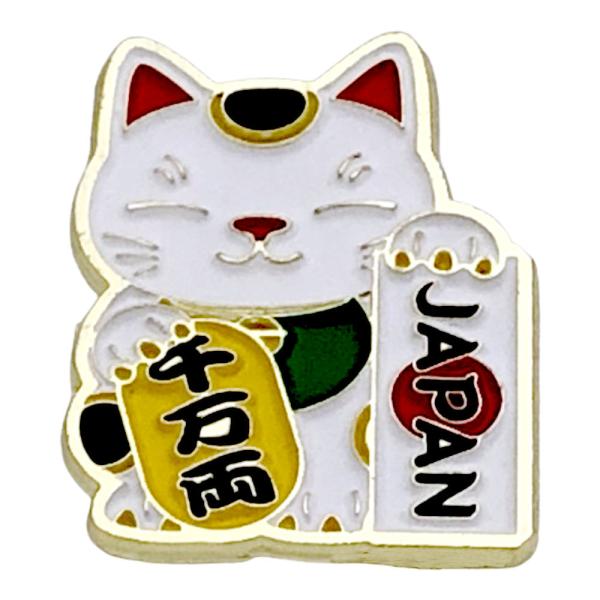 ピンバッジ 招き猫 和柄 縁起物 ピンズ 2.2cm x 2.9cm 安全留め具付きピンバッチ交換 ...