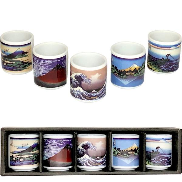 ぐい呑み 葛飾北斎 冨嶽三十六景 版画 酒器 厳選 5個セット おちょこ お猪口日本のお土産 ホーム...