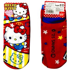キティちゃん 靴下 ギフト キティ 赤 22cm-24cm かかと付 ソックス サンリオ キャラクター Hello Kitty女性用 大人用 和柄 女の子プレゼント 日本限定 送料無料