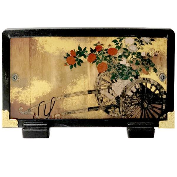 名画衝立 花車図 狩野深幽筆