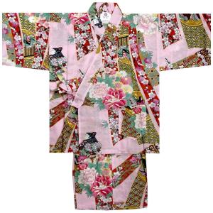 子供甚平 女の子用 お姫様 ピンク SS S M L LL メール便送料無料