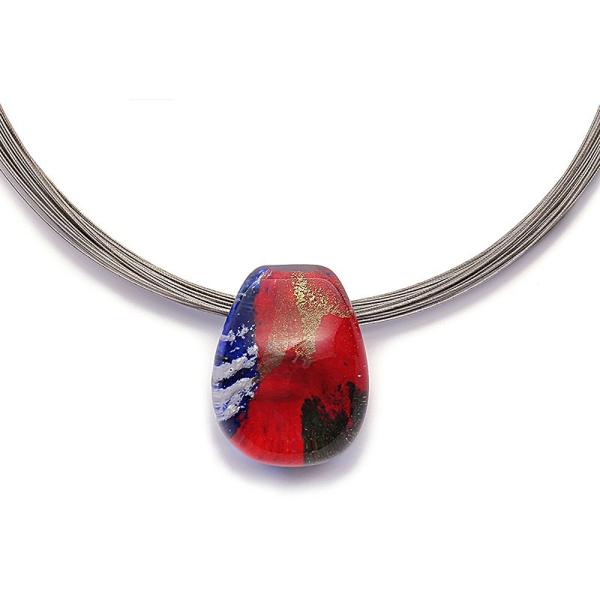 ガラスのジュエリー 赤富士 L ネックレス 手作りガラス細工 FF-akafuji-lFUSION ...