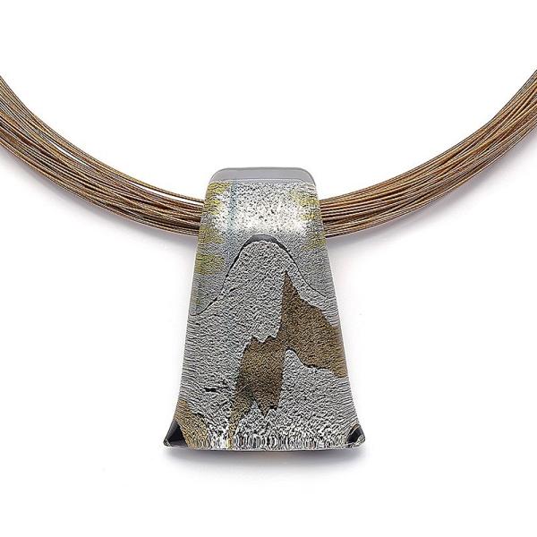 ガラスのジュエリー 曙ブルー帯 ネックレス 手作りガラス細工 FF-akebono-b-o FUSI...