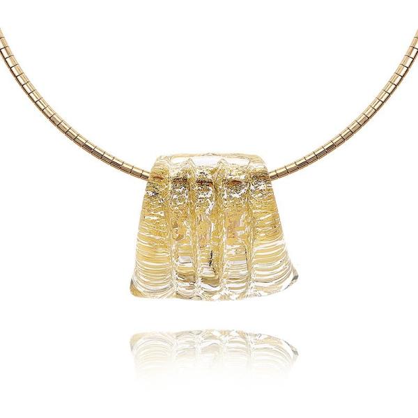 ガラスのジュエリー 漣クリアゴールド ネックレス 手作りガラス細工 FF-cleargd-rippl...