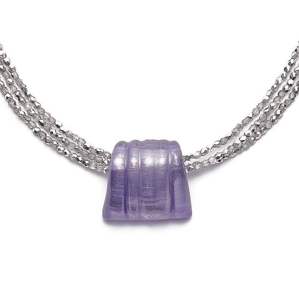 ガラスのジュエリー 漣ライラック ネックレス 手作りガラス細工 FF-lilac-ripple FU...